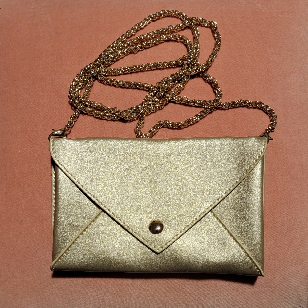 Gold envelope clutch/crossbody